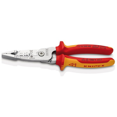 KNIPEX 13 76 200 ME Wire Stripper metric version insulated with multi-component grips, VDE-tested chrome-plated 200mm 13192