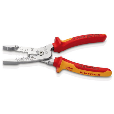 KNIPEX 13 76 200 ME Wire Stripper metric version insulated with multi-component grips, VDE-tested chrome-plated 200mm 13192