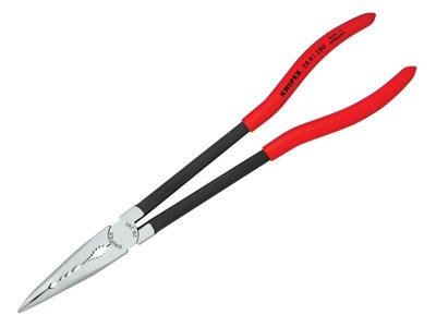 Long reach bent clearance nose pliers