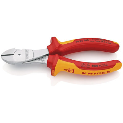 KNIPEX 74 06 160 SB VDE Insulated High Leverage Diagonal Cutter, 160mm  82412