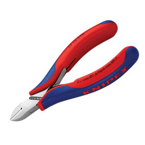 Knipex 77 12 115 Electronics Diagonal Cut Pliers - Round Bevelled 115mm KPX7712115