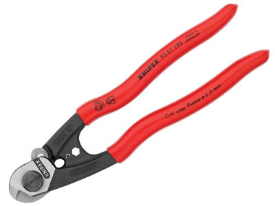 Knipex 95 61 190 SB Wire Rope/Bowden Cable Cutters PVC Grip 190mm (7.1 ...