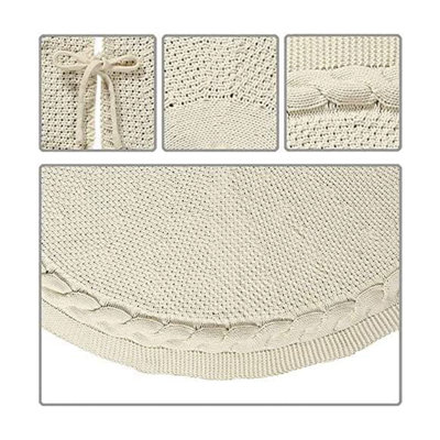 Knitted Christmas tree skirt - Twisted pattern - Chunky braid - Rustic ...