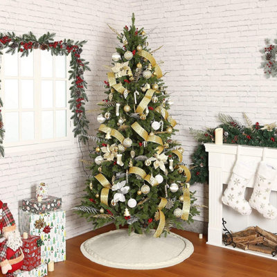 Knitted Christmas tree skirt - Twisted pattern - Chunky braid - Rustic ...