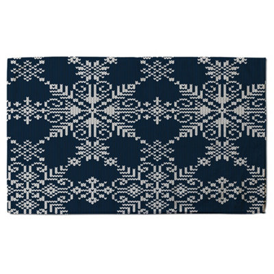 Knitted pattern of white snowflakes (bath towel) / Default Title