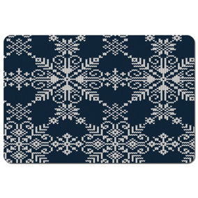 Knitted pattern of white snowflakes (placemat) / Default Title