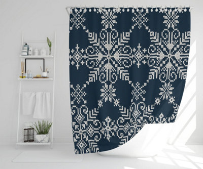 Knitted pattern of white snowflakes (shower curtain) / Default Title Price Comparisons | Compare The Build