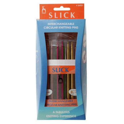 Knitting Pins: Circular: Interchangeable: Aluminium: Slick: Assorted Sizes