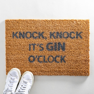 Knock Knock It's O'Clock Grey Doormat