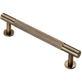 Knurled Bar Door Pull Handle 158 x 13mm 128mm Fixing Centres Antique Brass