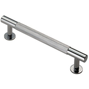 Knurled Bar Door Pull Handle 158 x 13mm 128mm Fixing Centres Chrome