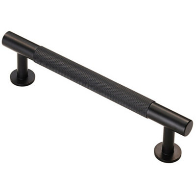 Knurled Bar Door Pull Handle 158 x 13mm 128mm Fixing Centres Matt Black