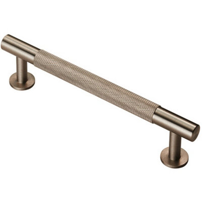 Knurled Bar Door Pull Handle 158 x 13mm 128mm Fixing Centres Satin Nickel