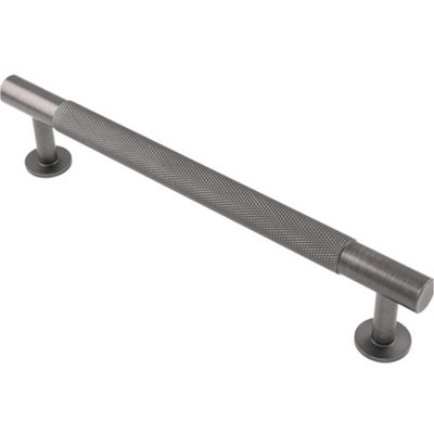 Knurled Bar Door Pull Handle 190 x 13mm 160mm Fixing Centres Anthracite Grey