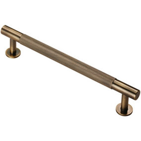Knurled Bar Door Pull Handle 190 x 13mm 160mm Fixing Centres Antique Brass
