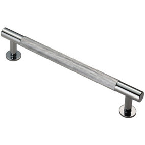 Knurled Bar Door Pull Handle 190 x 13mm 160mm Fixing Centres Chrome