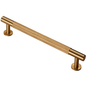 Knurled Bar Door Pull Handle 190 x 13mm 160mm Fixing Centres Satin Brass