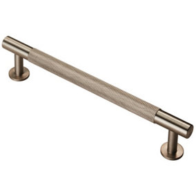 Knurled Bar Door Pull Handle 190 x 13mm 160mm Fixing Centres Satin Nickel