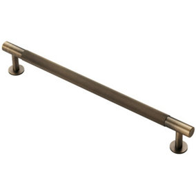 Knurled Bar Door Pull Handle - 274mm x 13mm - 224mm Centres - Antique Brass