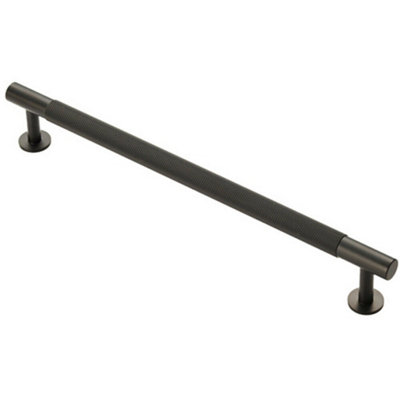 Knurled Bar Door Pull Handle - 274mm x 13mm - 224mm Centres - Matt Black