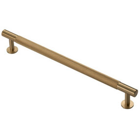 Knurled Bar Door Pull Handle - 274mm x 13mm - 224mm Centres - Satin Brass