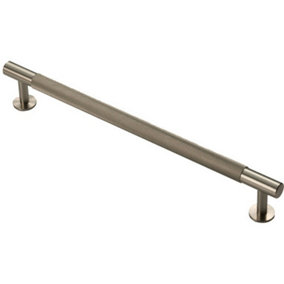 Knurled Bar Door Pull Handle - 274mm x 13mm - 224mm Centres - Satin Nickel