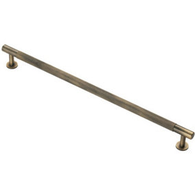 Knurled Bar Door Pull Handle - 350mm x 13mm - 320mm Centres - Antique Brass