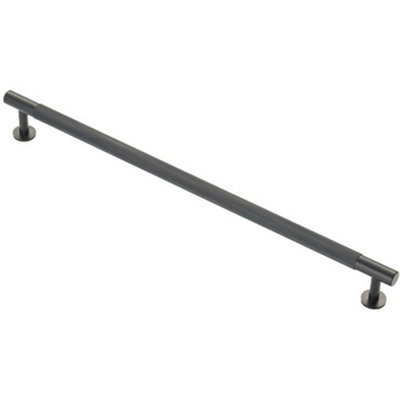 Knurled Bar Door Pull Handle - 350mm x 13mm - 320mm Centres - Matt Black