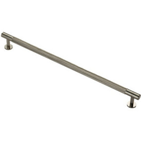 Knurled Bar Door Pull Handle - 350mm x 13mm - 320mm Centres - Satin Nickel