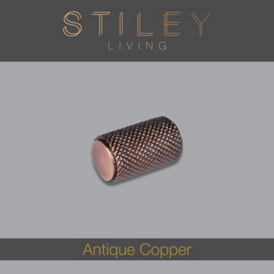 Knurled Cylinder Knob - Antique Copper