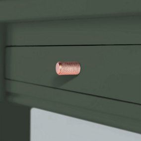 Knurled Cylinder Knob - Polished Copper