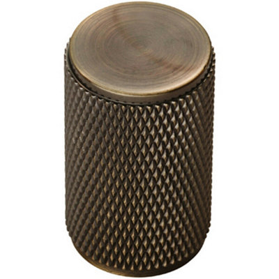 Knurled Cylindrical Cupboard Door Knob 18mm Dia Antique Brass Handle DIY at B&Q