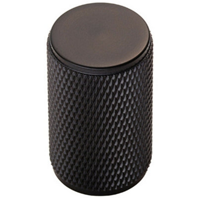 Knurled Cylindrical Cupboard Door Knob 18mm Dia Matt Black Cabinet Handle