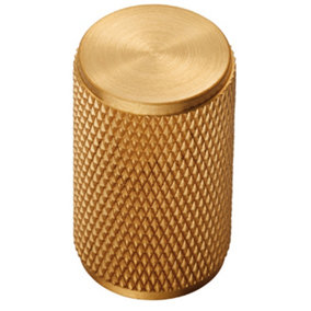 Knurled Cylindrical Cupboard Door Knob 18mm Dia Satin Brass Cabinet Handle