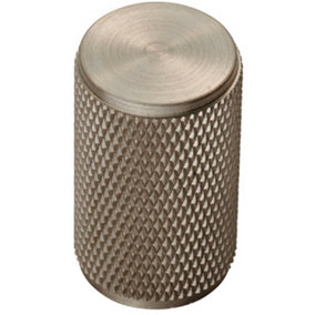 Knurled Cylindrical Cupboard Door Knob 18mm Dia Satin Nickel Cabinet Handle
