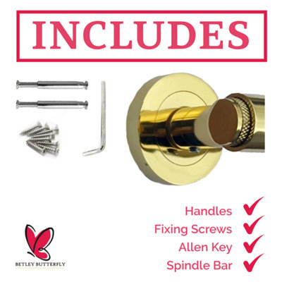 Knurled Door Handles Polished Brass Loop and Neck Lever on Rose Bathroom Set