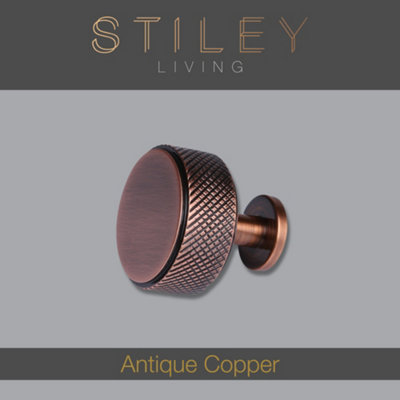Knurled Knob With Stem - Antique Copper