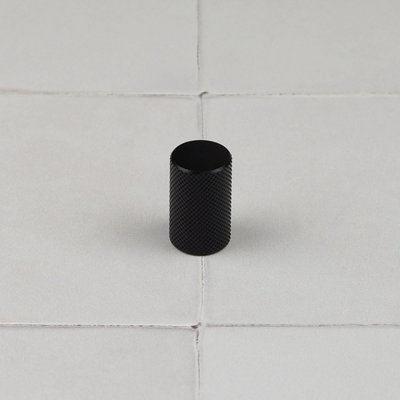 Knurled Matt Black Cabinet Knob 17mm in Diameter