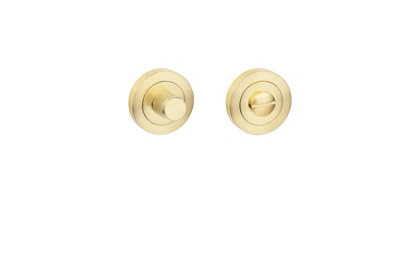 Knurled T-Bar Bathroom Door Handle Set Thumbturn and Mortise Lock Satin Brass