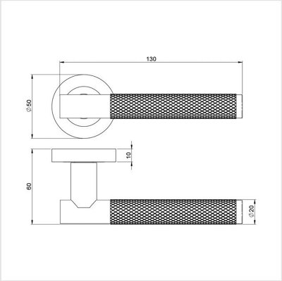 Knurled T-Bar Bathroom Door Handle Set Thumbturn and Mortise Lock Satin Brass