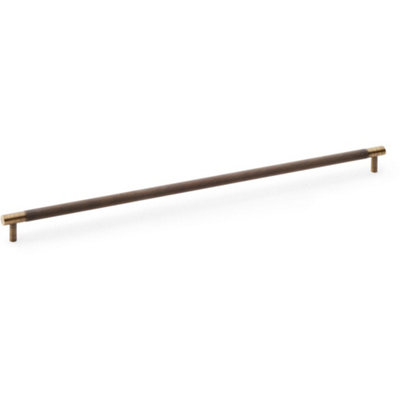 Knurled T Bar Door Pull Handle - Antique Brass - 448mm Centres Premium Drawer