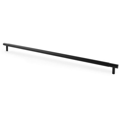 Knurled T Bar Door Pull Handle - Matt Black - 448mm Centres Premium Drawer