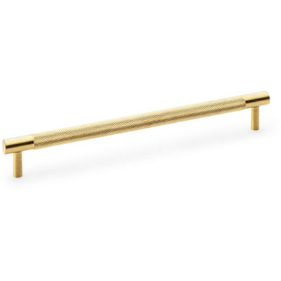 Knurled T Bar Door Pull Handle - Satin Brass - 224mm Centres Premium Drawer
