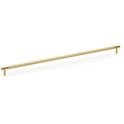 Knurled T Bar Door Pull Handle - Satin Brass - 448mm Centres Premium Drawer