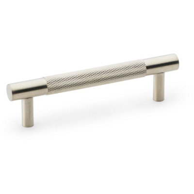 Knurled T Bar Door Pull Handle - Satin Nickel - 96mm Centres Premium Drawer