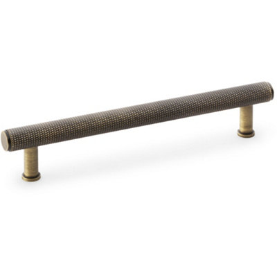 Knurled T Bar Pull Handle - Antique Brass - 160mm Centres Premium Drawer Door