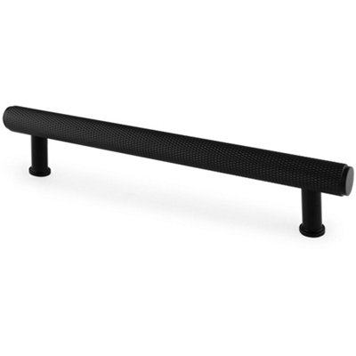 Knurled T Bar Pull Handle - Matt Black - 160mm Centres Premium Drawer Door