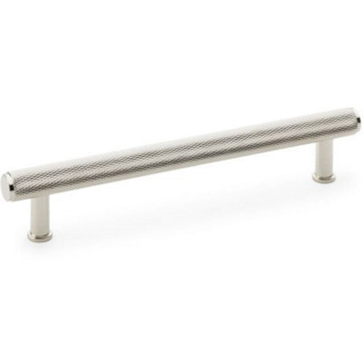 Knurled T Bar Pull Handle - Polished Nickel - 160mm Centres Premium Drawer Door