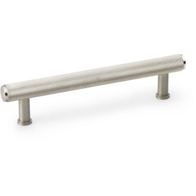Knurled T Bar Pull Handle - Satin Nickel - 128mm Centres Premium Drawer Door