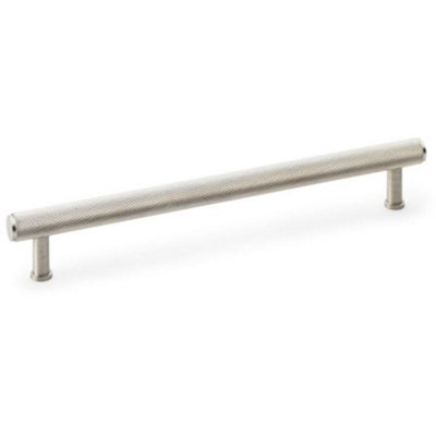 Knurled T Bar Pull Handle - Satin Nickel - 224mm Centres Premium Drawer Door
